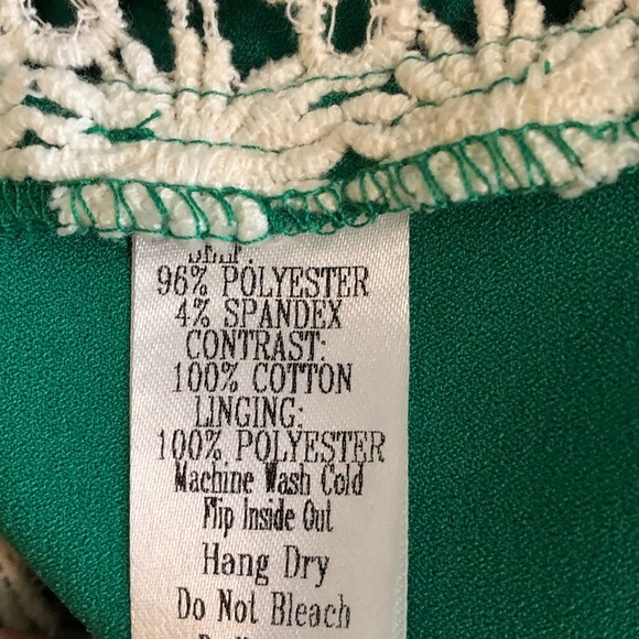 C. Luce Green Crochet Lace Panel Belted Dress - Picture 8 of 8